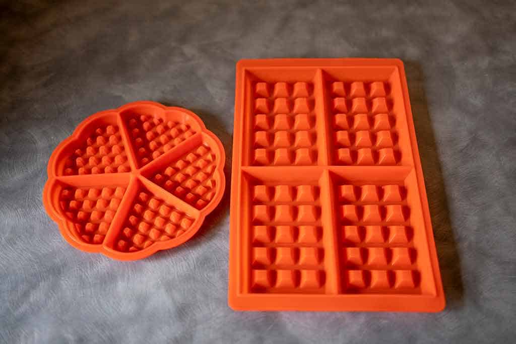 square and heart shaped silicone waffle molds