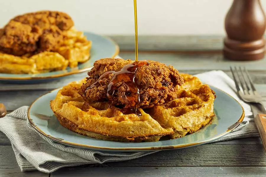 Image of southern fried chicken and waffles