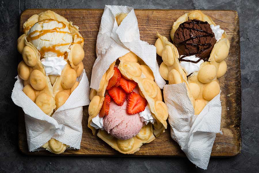 Bubble-waffle-ice-cream-cones