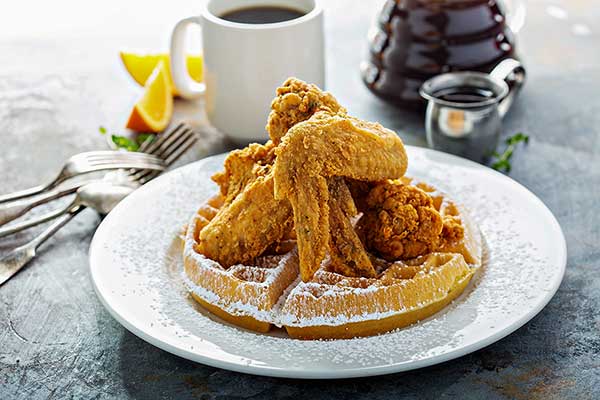 fried chicken and waffles on a plate
