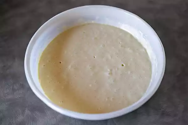 A bowl of waffle batter