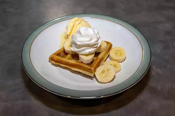 Banana waffle serving suggestion