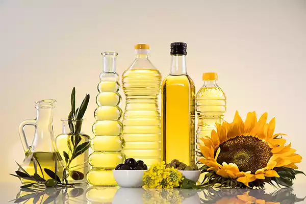 Bottles of sunflower oil