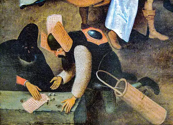 Painting showing one of the earliest depictiond of modern looking waffles