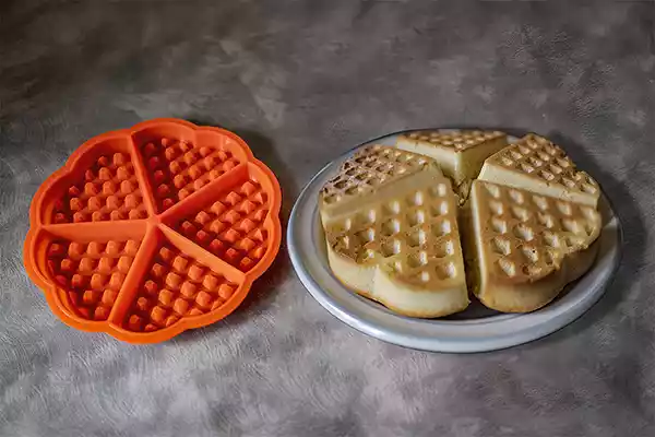 Making waffles without a waffle maker in a silicone mold